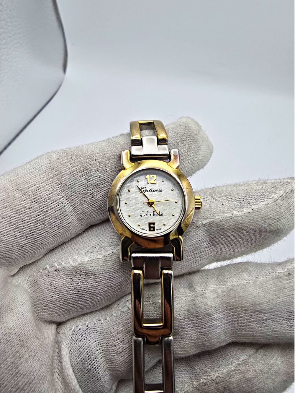 Delta Burke Options Women’s Quartz Analog Watch White Dial Two-Tone SS Bracelet